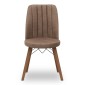 Καρέκλα τραπεζαρίας Alegra  υφασμάτινη χρώμα καφέ - καρυδί πόδι 46x44x91εκ.