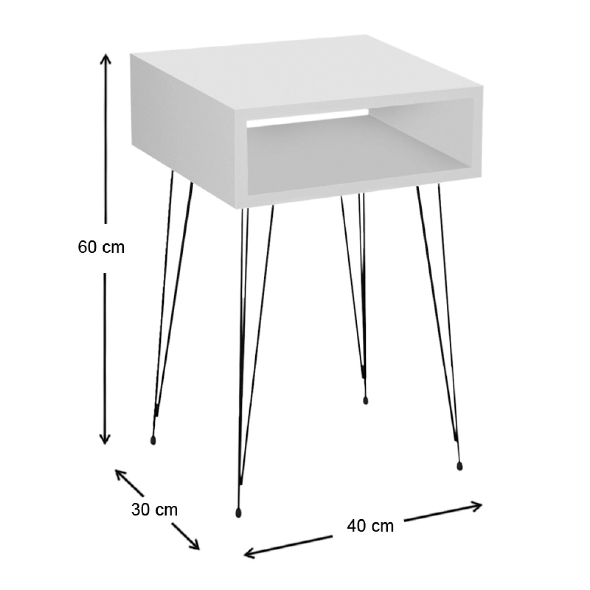 Κομοδίνο μελαμίνης Scott Megapap χρώμα λευκό 40x30x60εκ.