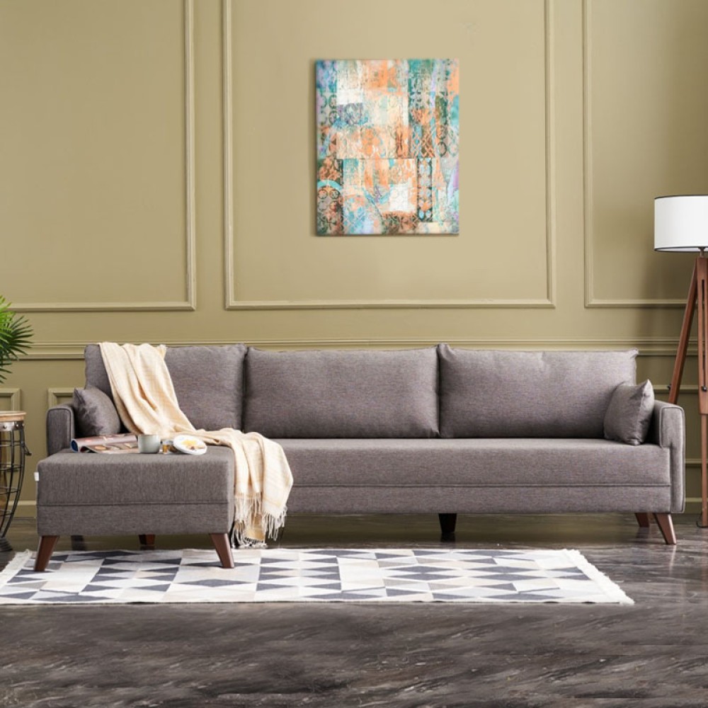 Γωνιακός καναπές Bella Megapap αριστερή γωνία υφασμάτινος χρώμα καφέ 275x165x85εκ.