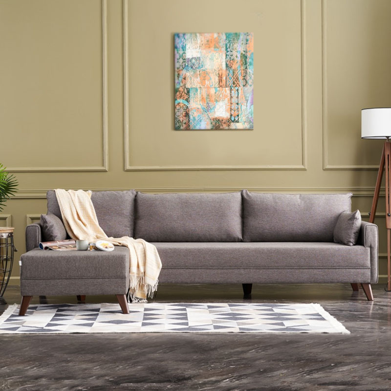 Γωνιακός καναπές Bella Megapap αριστερή γωνία υφασμάτινος χρώμα καφέ 275x165x85εκ.