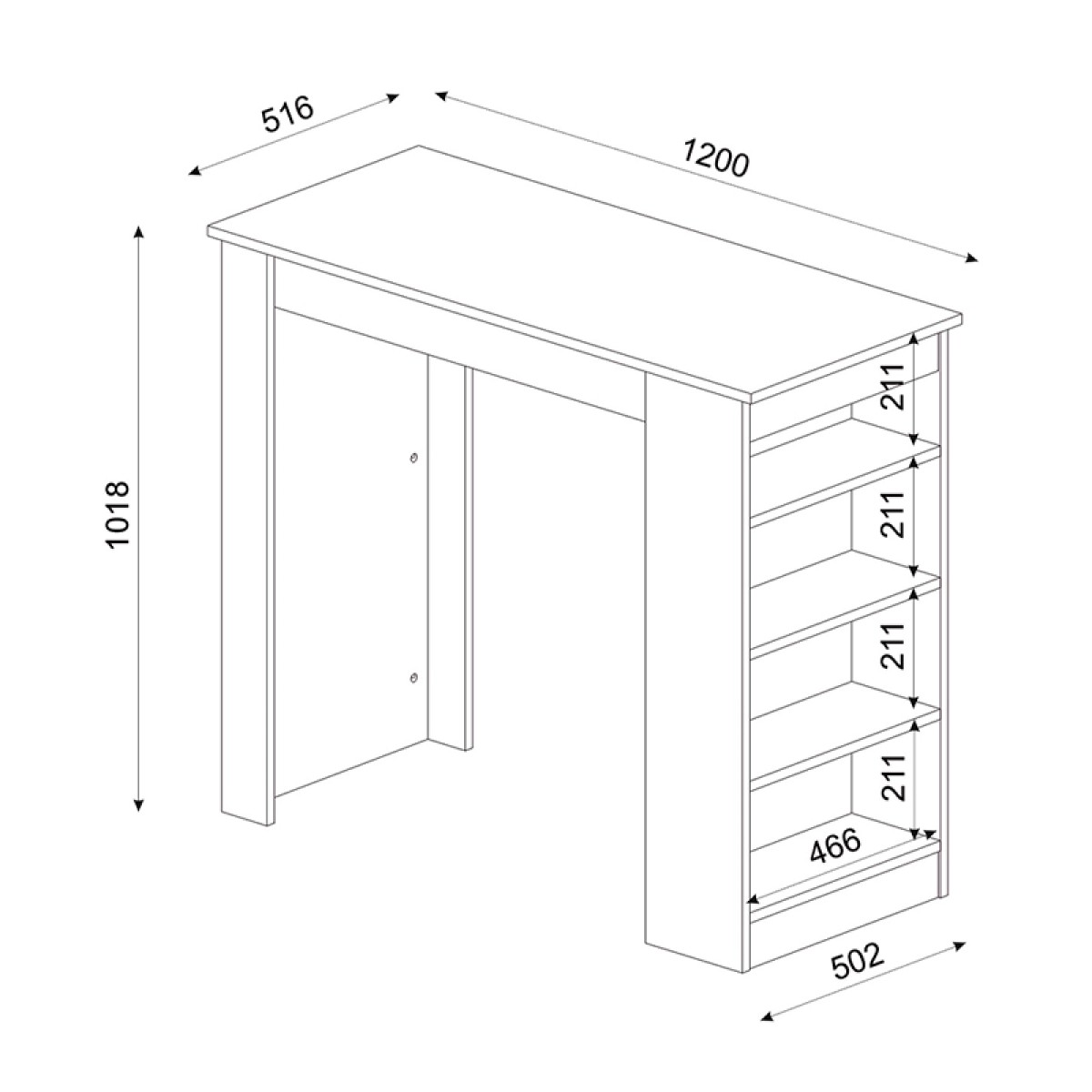 Τραπέζι μπαρ Monaco Megapap από μελαμίνη χρώμα ανθρακί - sapphire oak 120x51,6x101,8εκ.