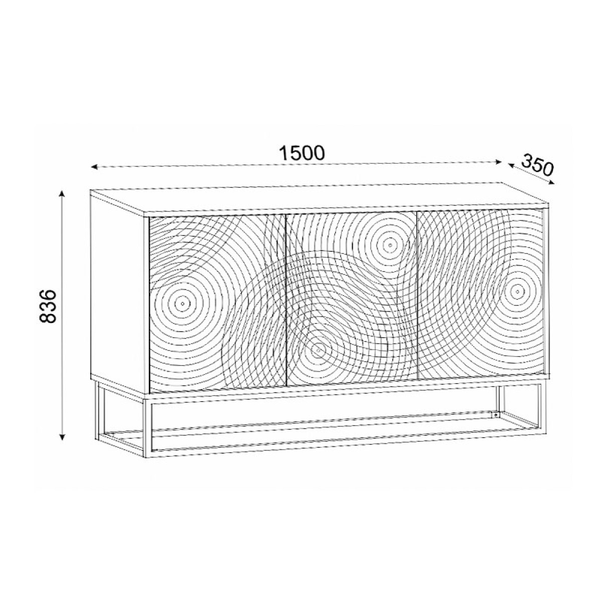 Μπουφές μελαμίνης Themis Megapap χρώμα μαύρο - sapphire oak 150x35x83,6εκ.