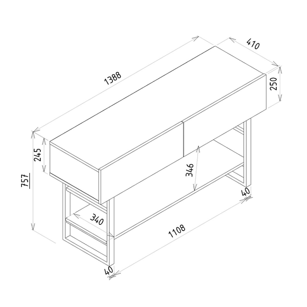 Κονσόλα μελαμίνης Aron Megapap χρώμα atlantic pine 138,8x41x75,7εκ.