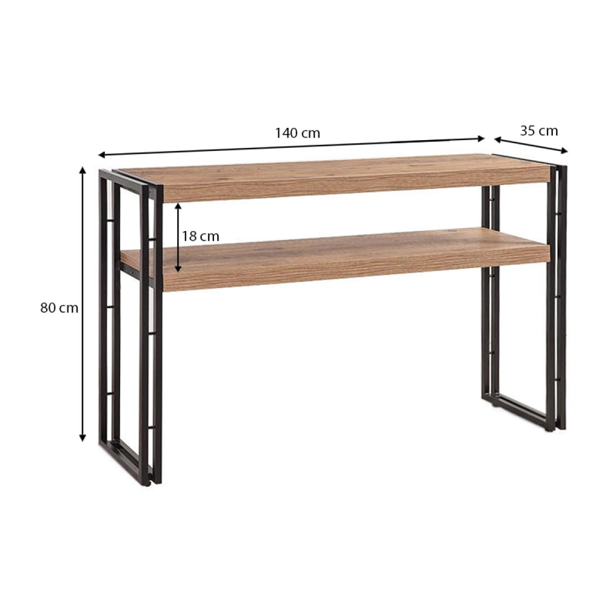 Κονσόλα Atlas Megapap μεταλλική - μελαμίνης χρώμα atlantic pine 140x35x80εκ.