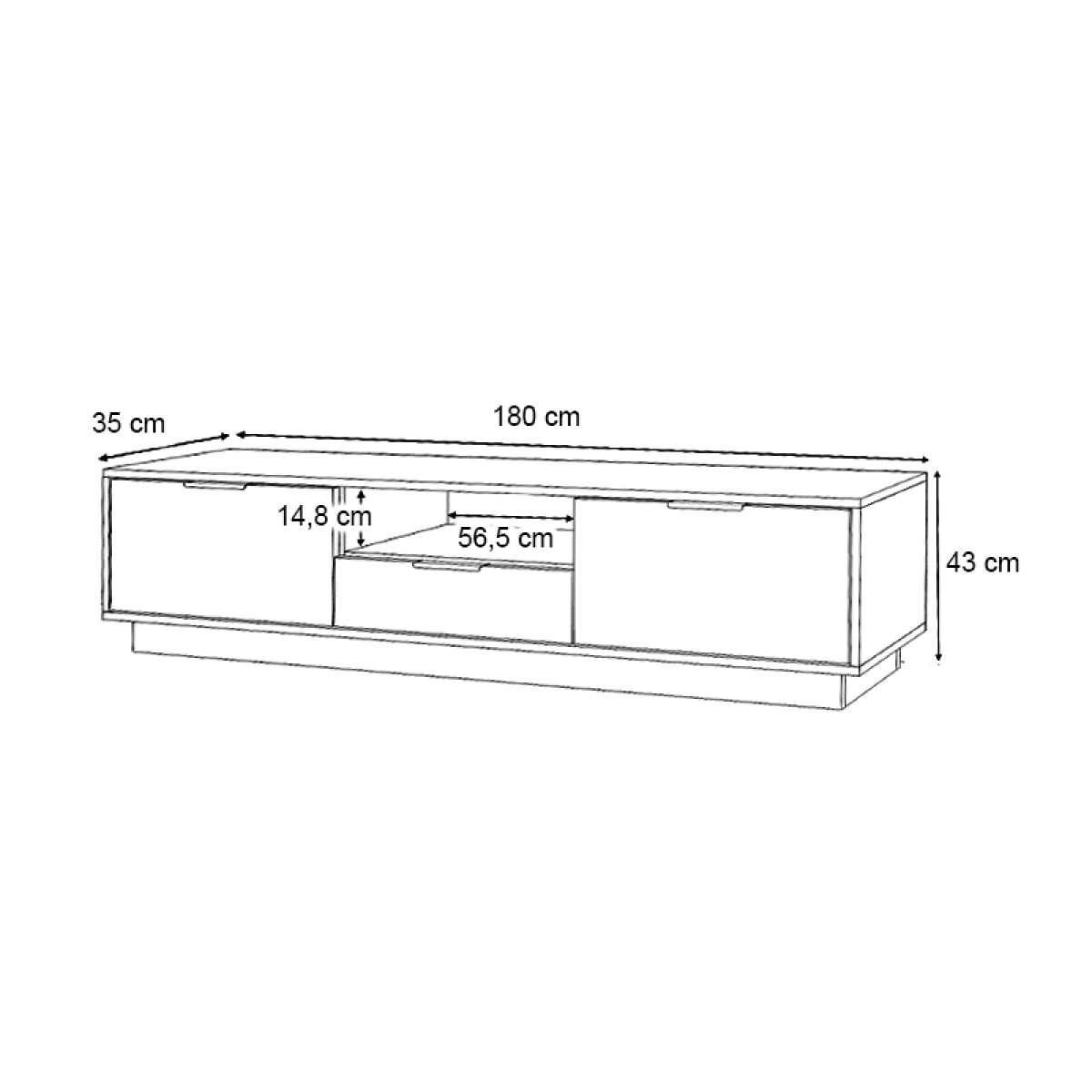 Έπιπλο τηλεόρασης Mensa Megapap χρώμα φυσικό οξιάς 180x35x43cm.