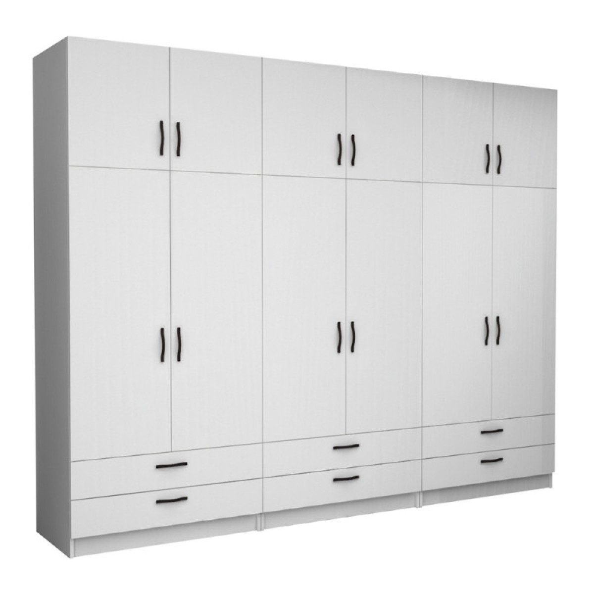 Ντουλάπα ρούχων Victoria Megapap εξάφυλλη με πατάρι και συρτάρια χρώμα λευκό 300x60x240εκ.