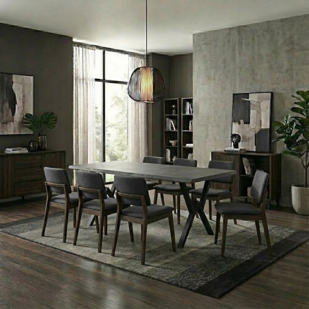 Τραπέζι Walter Megapap Mdf - μεταλλικό χρώμα σκούρο γκρι σκυροδέματος 200x100x75εκ.