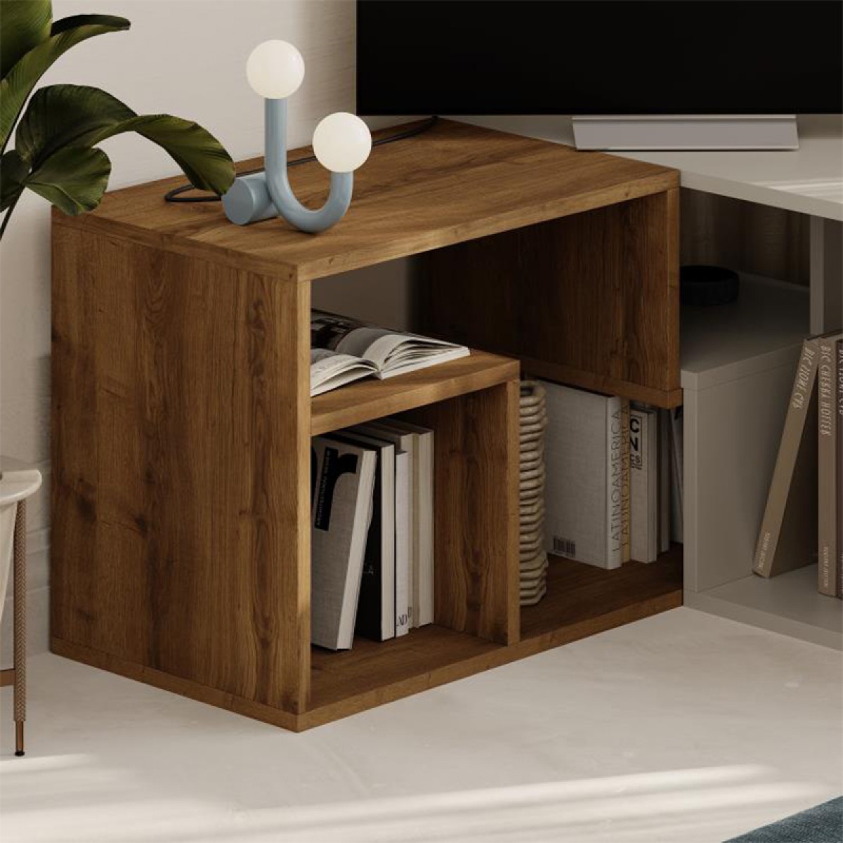 Έπιπλο τηλεόρασης Glis Megapap πολυμορφικό χρώμα sapphire oak - λευκό 145x35x44,8εκ.