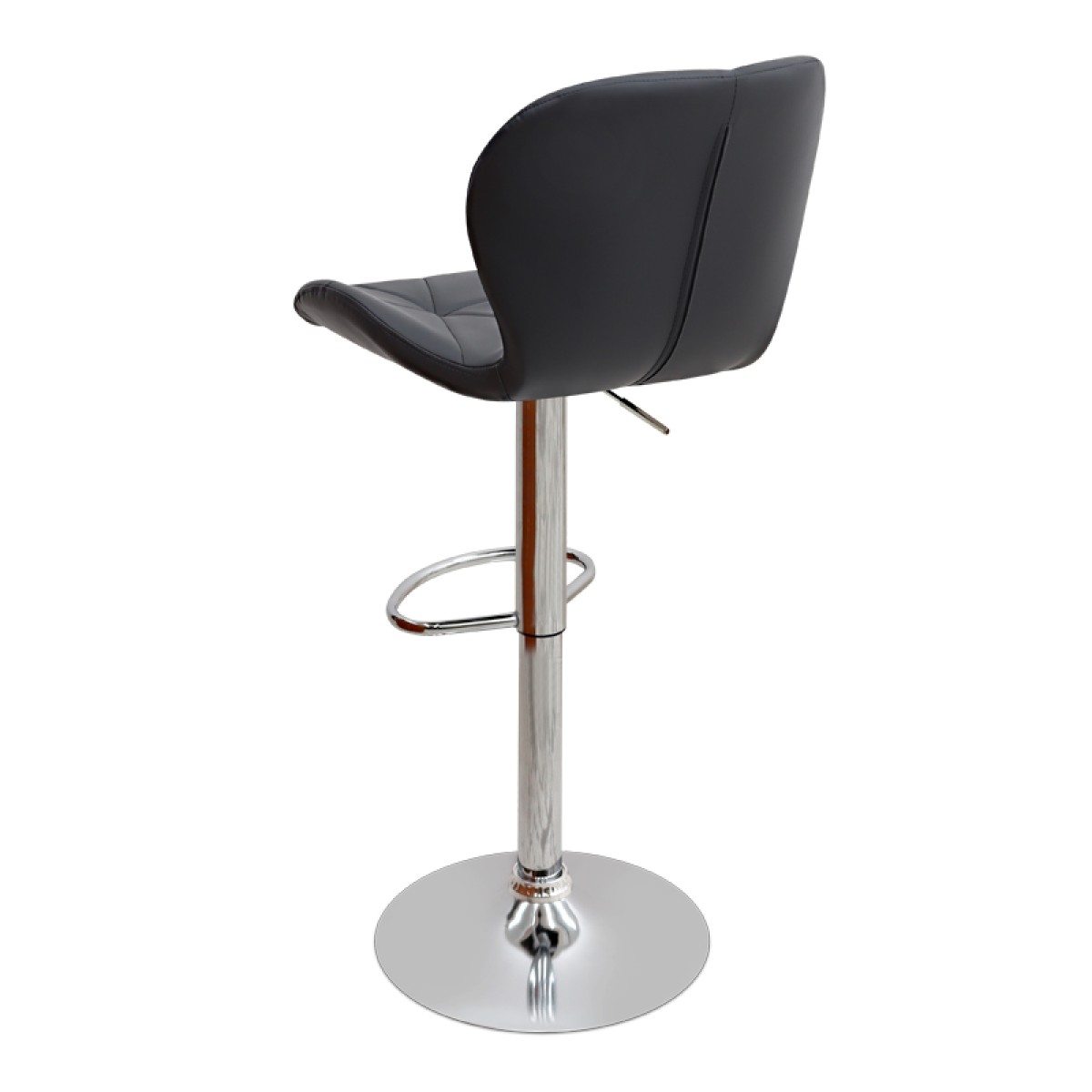 Σκαμπό μπαρ Dolores Megapap με ρυθμιζόμενο ύψος PU μαύρο - βάση χρωμίου 45,5x38x89/109εκ.