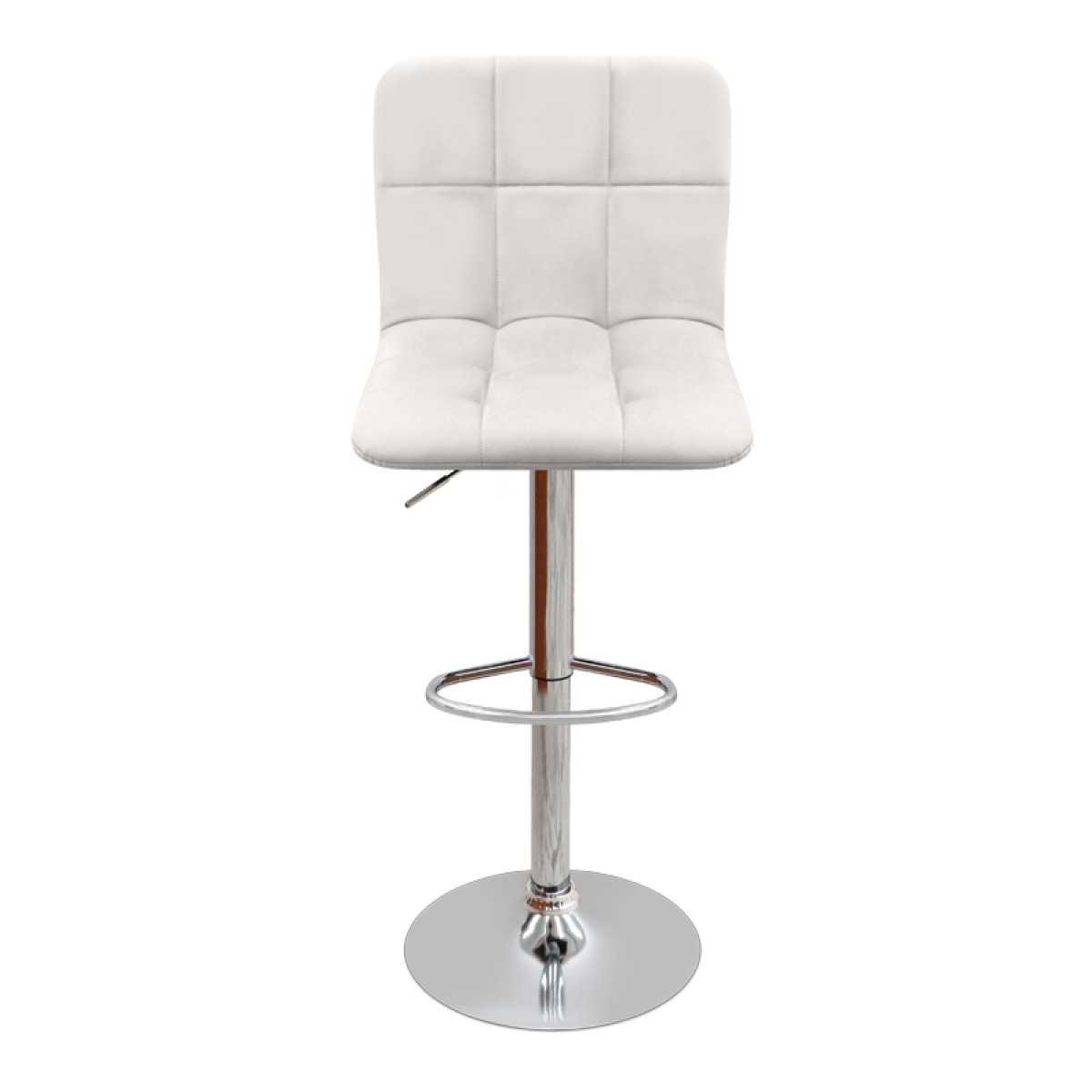 Σκαμπό μπαρ Carmelo Megapap με ρυθμιζόμενο ύψος PU λευκό - βάση χρωμίου 45x42x90/113εκ.