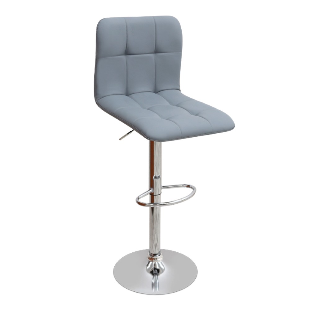 Σκαμπό μπαρ Carmelo Megapap με ρυθμιζόμενο ύψος PU γκρι - βάση χρωμίου 45x42x90/113εκ.