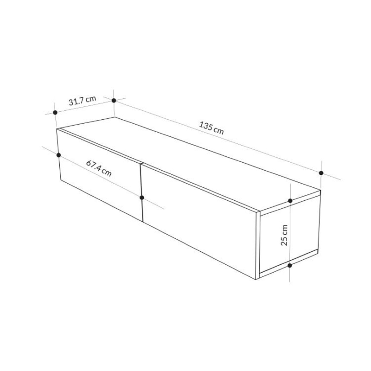 Έπιπλο τηλεόρασης επιτοίχιο Francy Megapap χρώμα sandstone 135x31,7x25εκ.