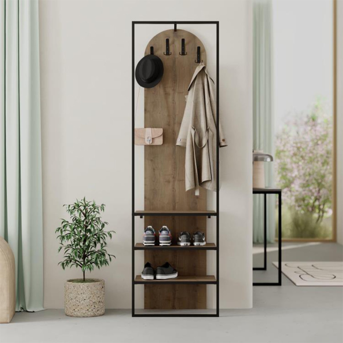 Έπιπλο εισόδου Archy Megapap χρώμα ανοιχτό καρυδί 53x31,7x180εκ.