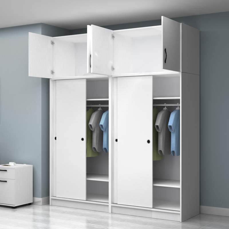 Ντουλάπα ρούχων Regio Megapap τετράφυλλη συρόμενη με πατάρι χρώμα λευκό 200x60x240εκ.