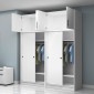 Ντουλάπα ρούχων Regio Megapap τετράφυλλη συρόμενη με πατάρι χρώμα λευκό 200x60x240εκ.