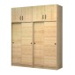 Ντουλάπα ρούχων Regio Megapap τετράφυλλη συρόμενη με πατάρι χρώμα φυσικό οξιάς 200x60x240εκ.