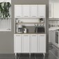 Έπιπλο κουζίνας Potter 4 Megapap χρώμα λευκό - rota oak 120x40x196,1εκ.