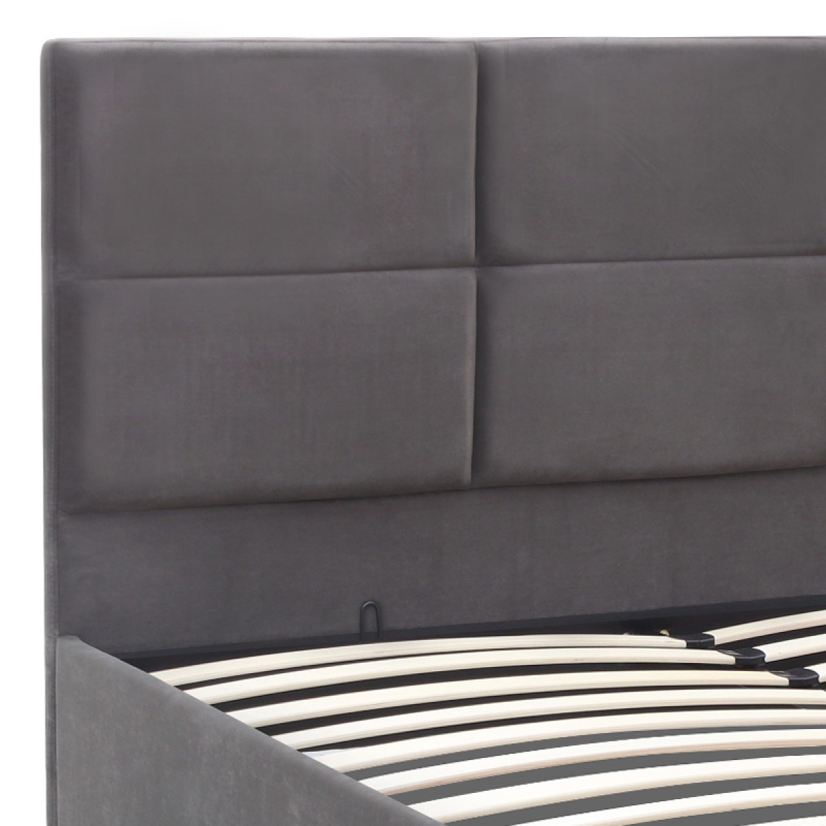 Κρεβάτι Kingston Megapap βελούδινο με αποθηκευτικό χώρο χρώμα ανθρακί 160x200εκ.