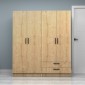 Ντουλάπα ρούχων Vivian Megapap τετράφυλλη με συρτάρια χρώμα φυσικό οξιάς 160x51,8x181εκ.