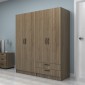 Ντουλάπα ρούχων Vivian Megapap τετράφυλλη με συρτάρια χρώμα καρυδί 160x51,8x181εκ.