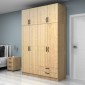 Ντουλάπα ρούχων Vivian Megapap τετράφυλλη με πατάρι και συρτάρια χρώμα φυσικό οξιάς 160x51,8x240εκ.