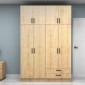 Ντουλάπα ρούχων Vivian Megapap τετράφυλλη με πατάρι και συρτάρια χρώμα φυσικό οξιάς 160x51,8x240εκ.