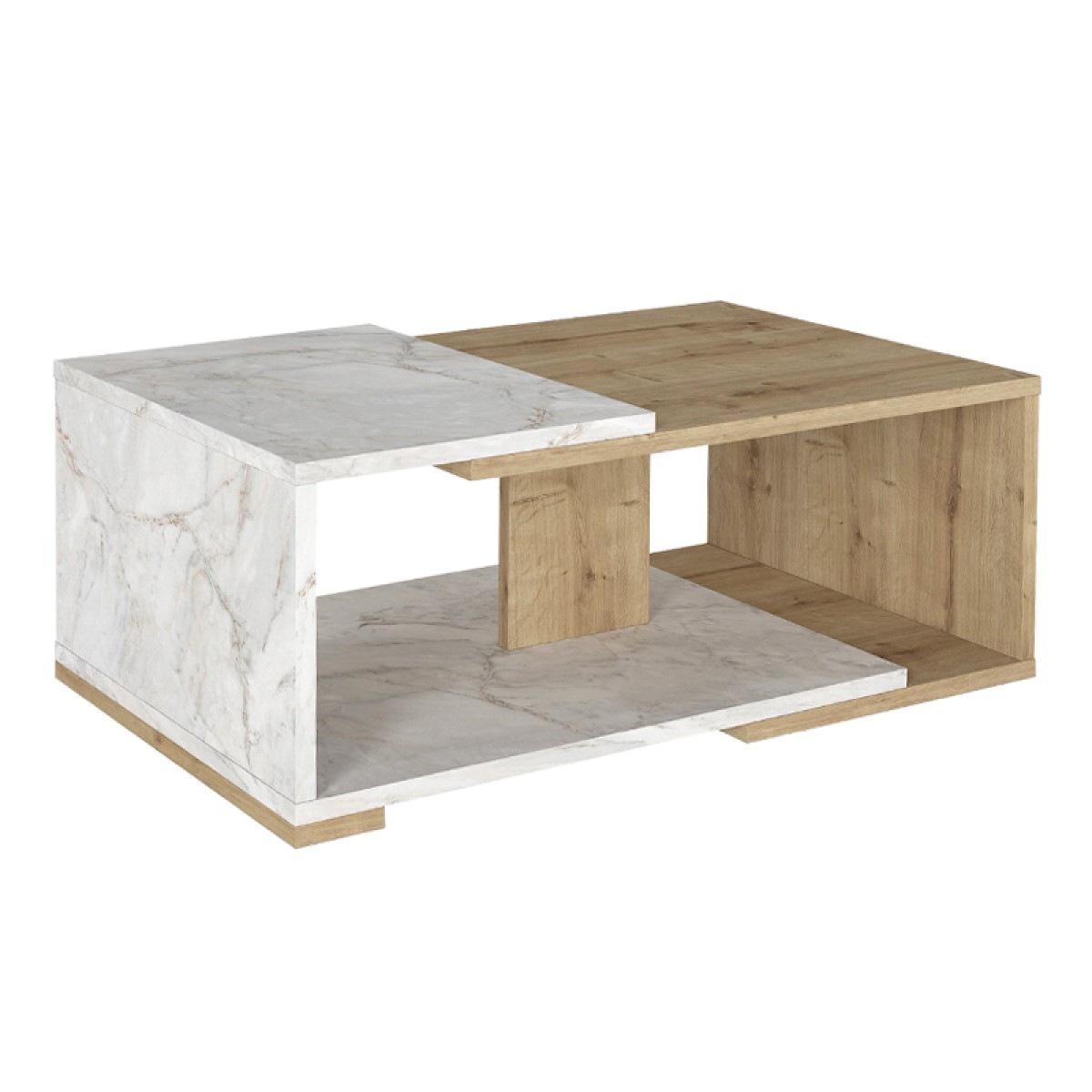 Τραπεζάκι σαλονιού Mareta Megapap χρώμα λευκό εφέ μαρμάρου - sapphire oak 81,8x50x35εκ.