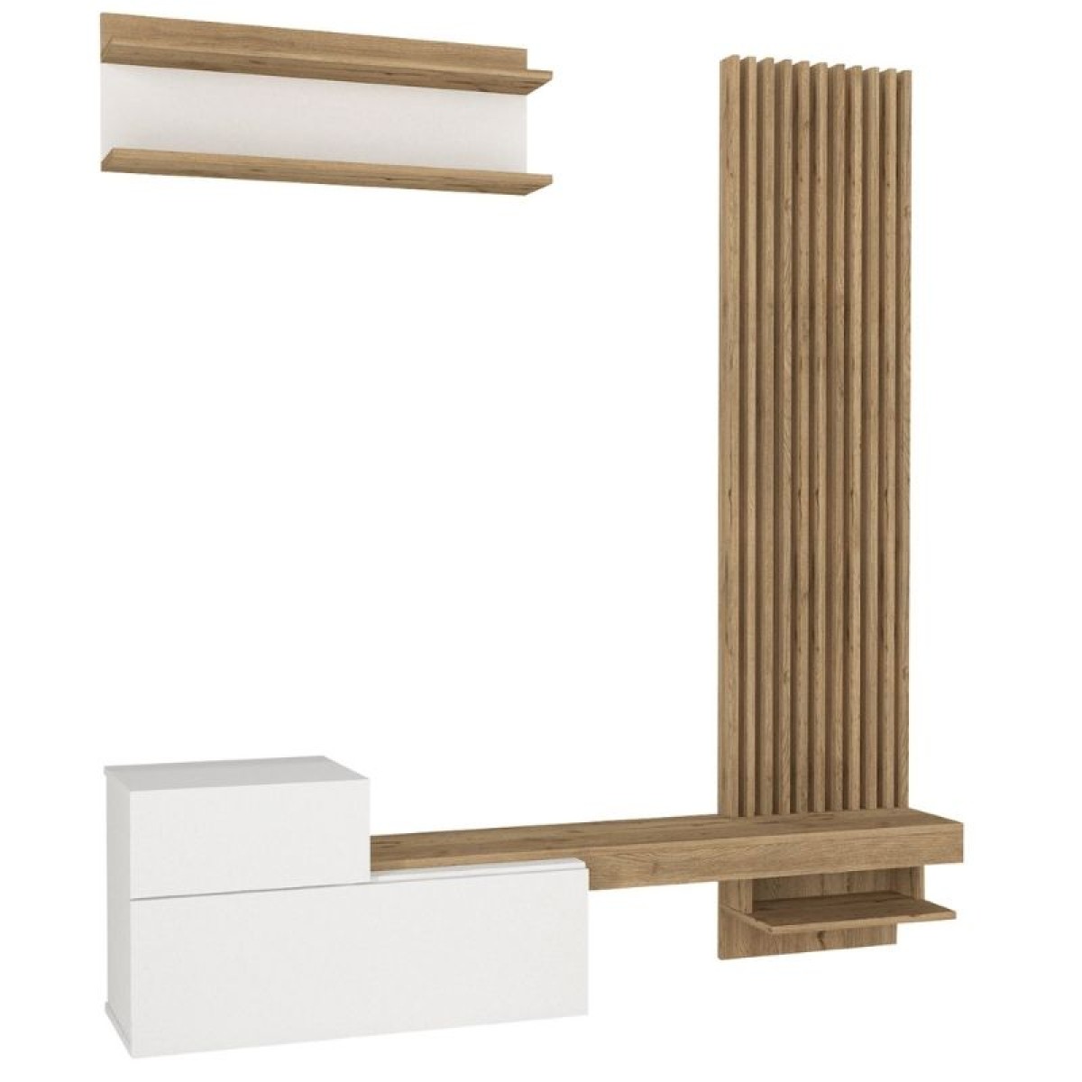 Σύνθεση τηλεόρασης Dumont Megapap χρώμα λευκό - sepet oak 180x36,8x200εκ.