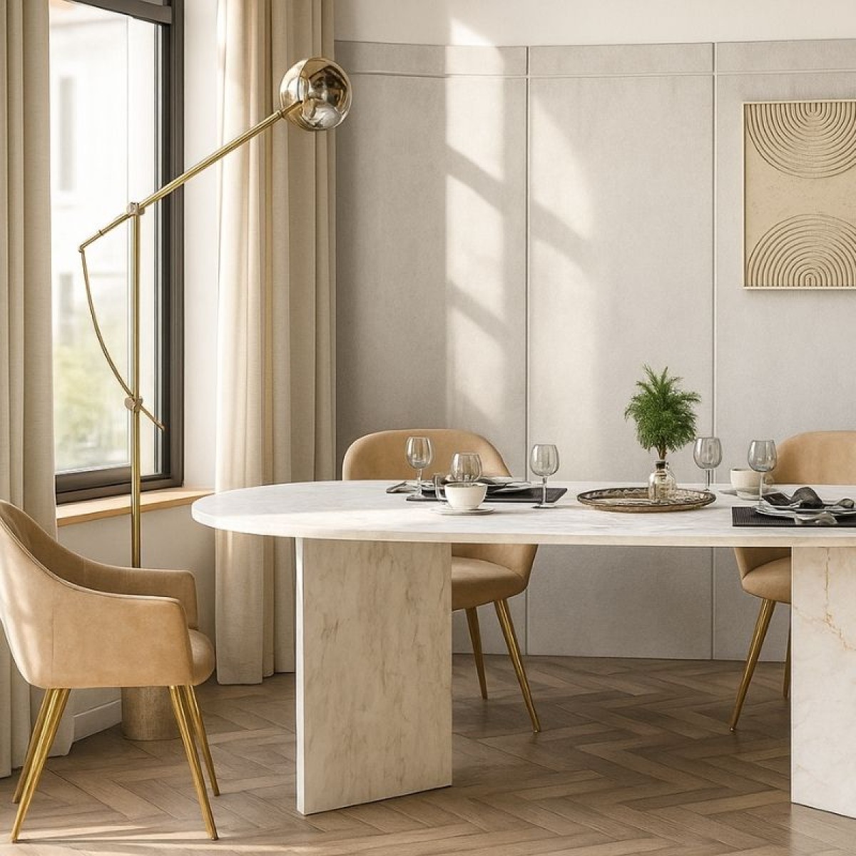 Τραπέζι Cortado Megapap χρώμα λευκό εφέ μαρμάρου 200x90x74εκ.