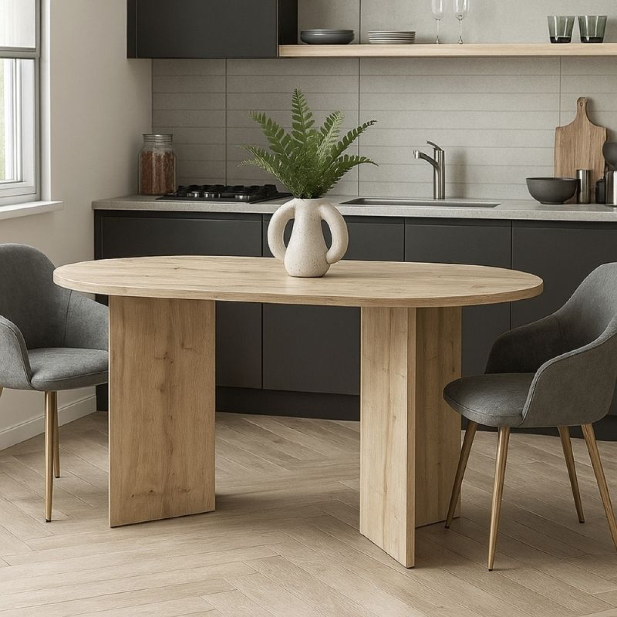 Τραπέζι Cortado Megapap χρώμα sapphire oak 138x80x75εκ.