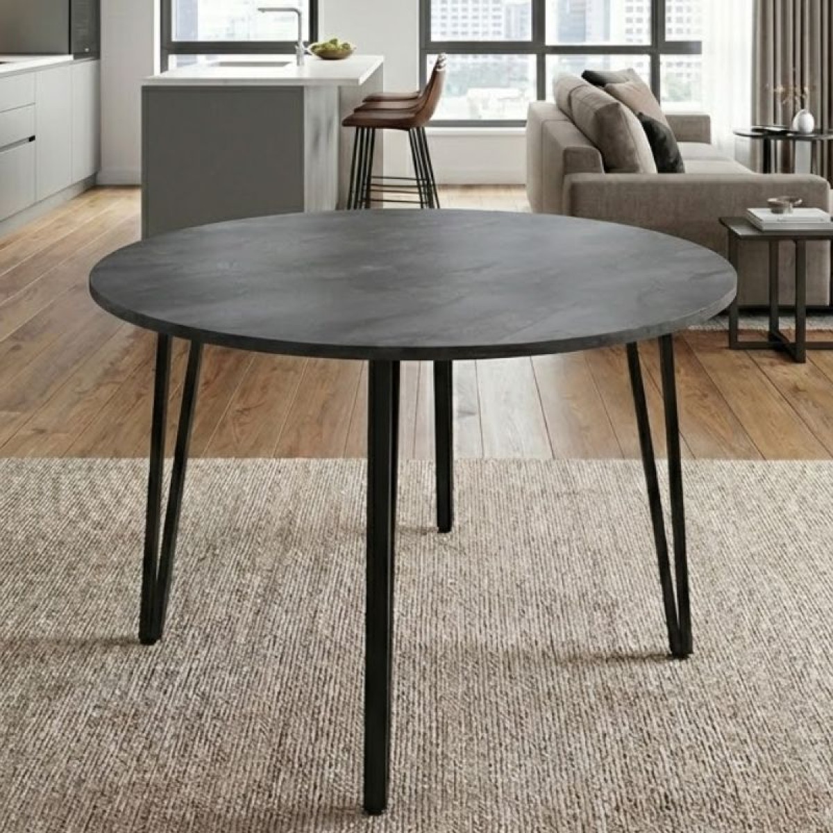 Τραπέζι Zeno Megapap χρώμα σκούρο γκρι σκυροδέματος Ø110x73,5εκ.