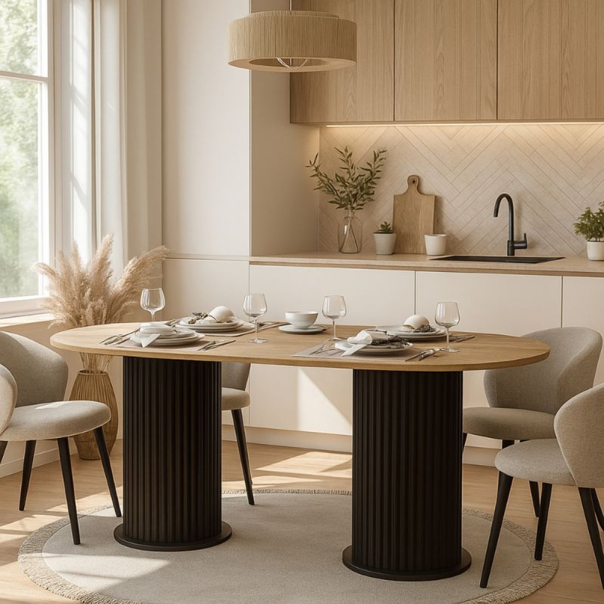 Τραπέζι Bohema Megapap χρώμα μαύρο - sepet oak 180x90x77,7εκ.