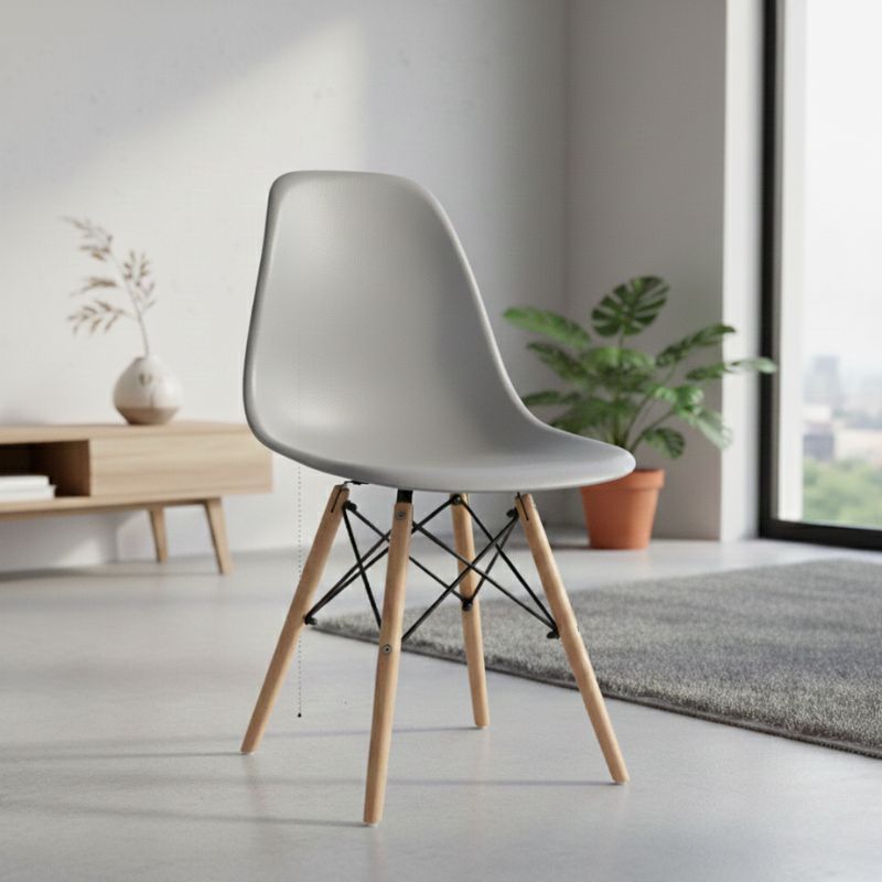 Καρέκλα τραπεζαρίας Nova Megapap PP γκρι - ξύλινο φυσικό πόδι 46x51x80εκ.