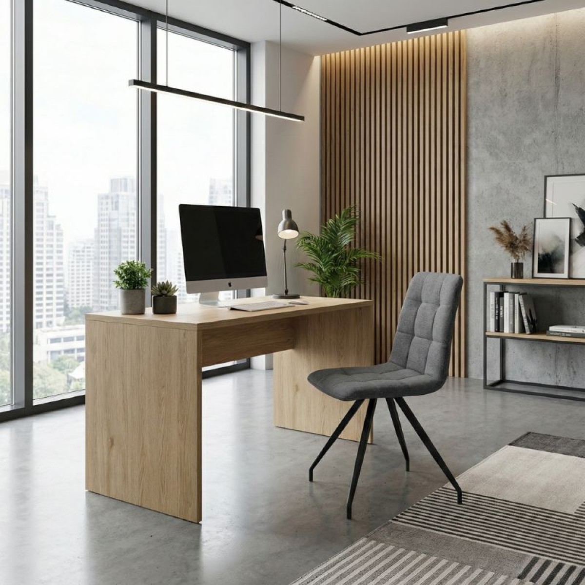 Καρέκλα τραπεζαρίας Bianca Megapap γκρι ύφασμα - μεταλλικό μαύρο πόδι 43x56x84εκ.