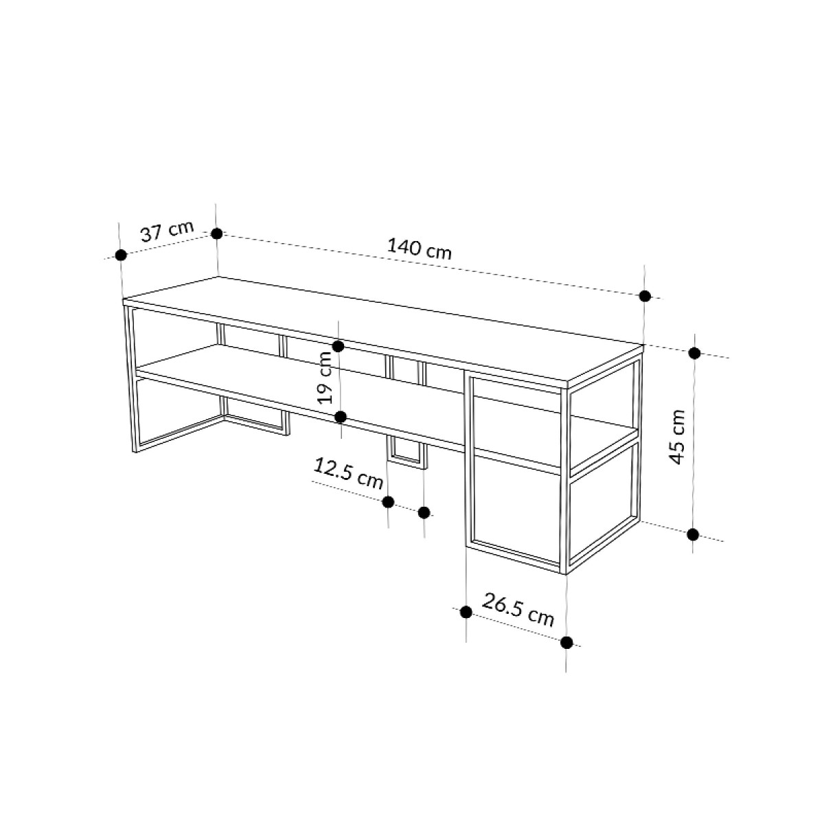 Έπιπλο τηλεόρασης Friday Megapap χρώμα black wood 140x37x45εκ.