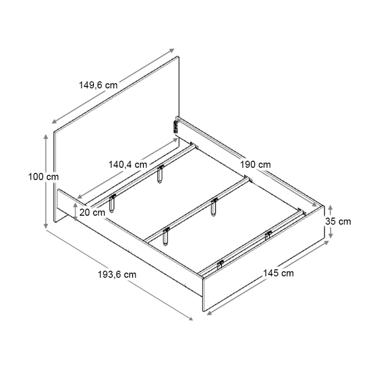 Κρεβάτι Troy Megapap χρώμα καρυδί 140x190εκ.