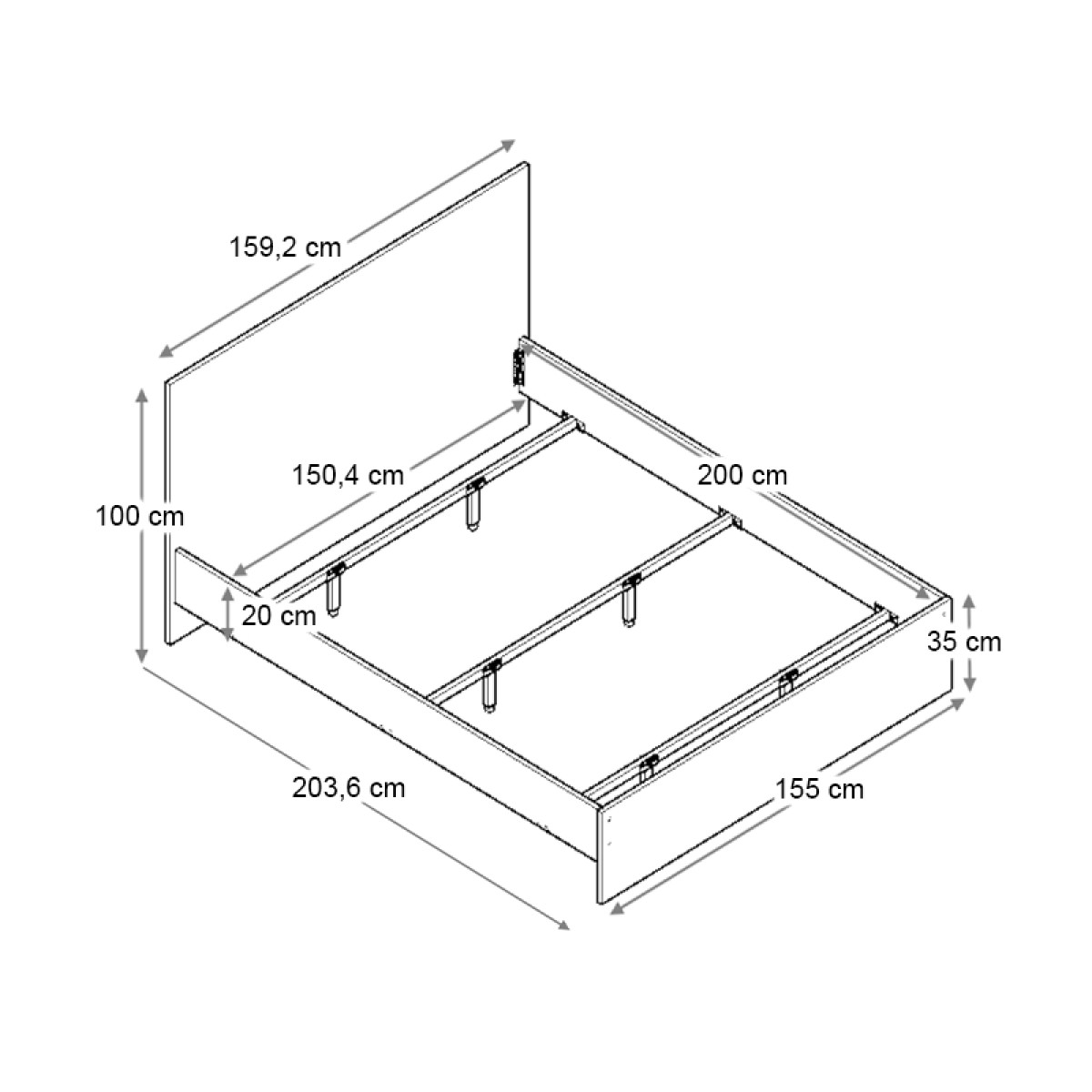 Κρεβάτι Troy Megapap χρώμα φυσικό οξιάς 150x200εκ.
