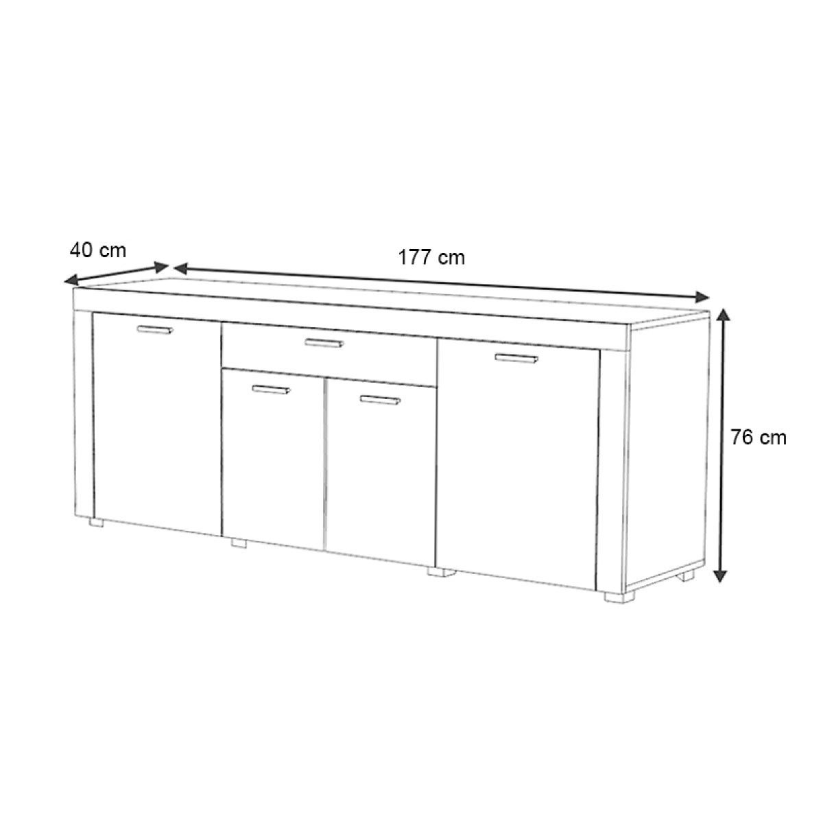 Μπουφές Joseph Megapap χρώμα λευκό 177x40x76εκ.
