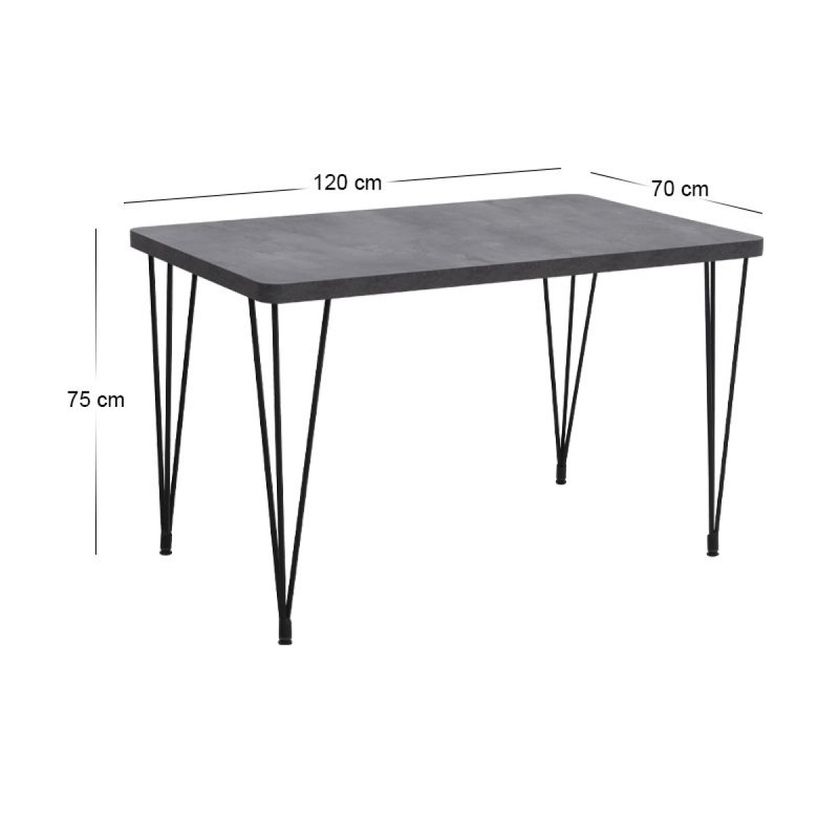 Σετ τραπεζαρία 5τμχ Roger - Christy Megapap Mdf - ύφασμα χρώμα σκούρο γκρι σκυροδέματος - ανθρακί 120x70x75εκ.