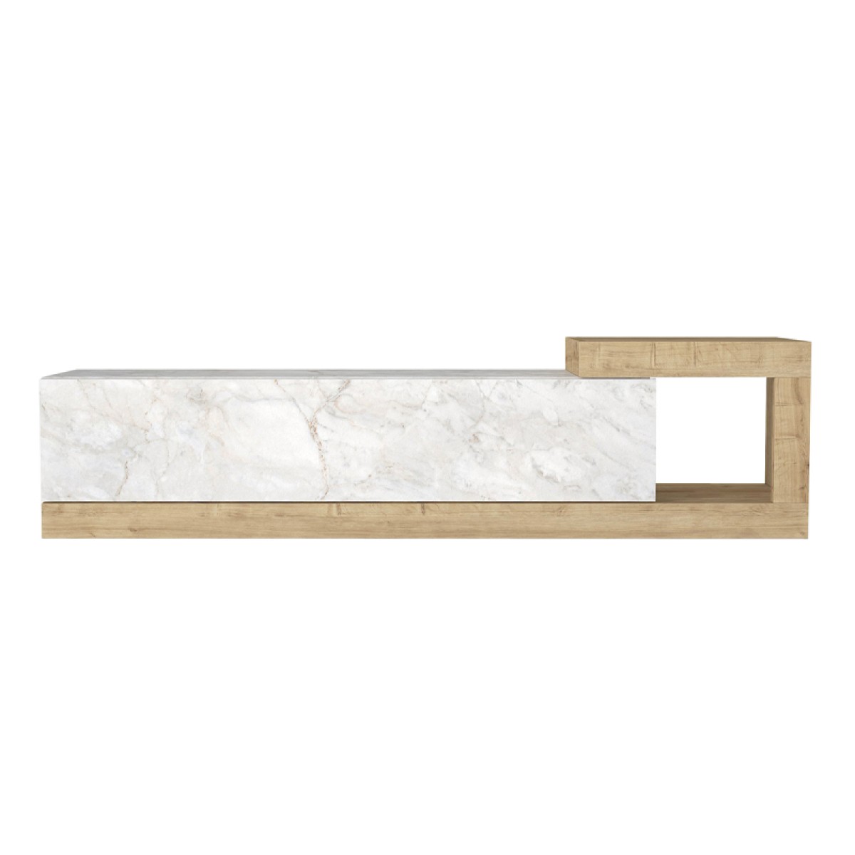 Έπιπλο τηλεόρασης επιτοίχιο Volare Megapap χρώμα λευκό εφέ μαρμάρου - sapphire oak 150x29,6x38,6εκ.