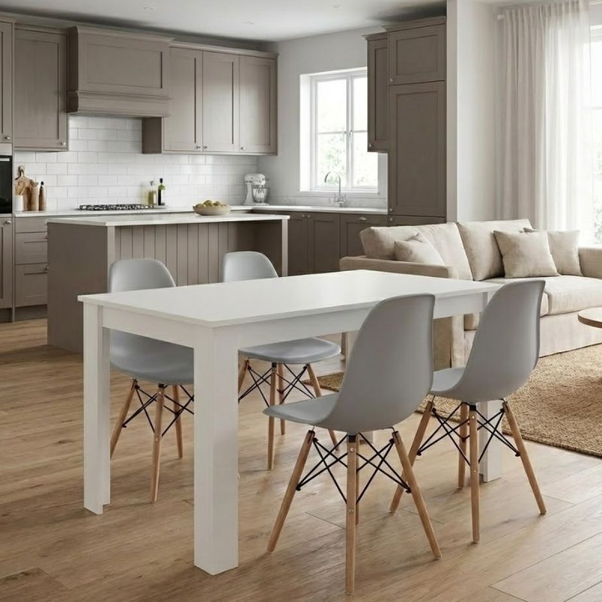 Σετ τραπεζαρία 5τμχ Darlen - Nova Megapap χρώμα λευκό - γκρι 125x72x74εκ.