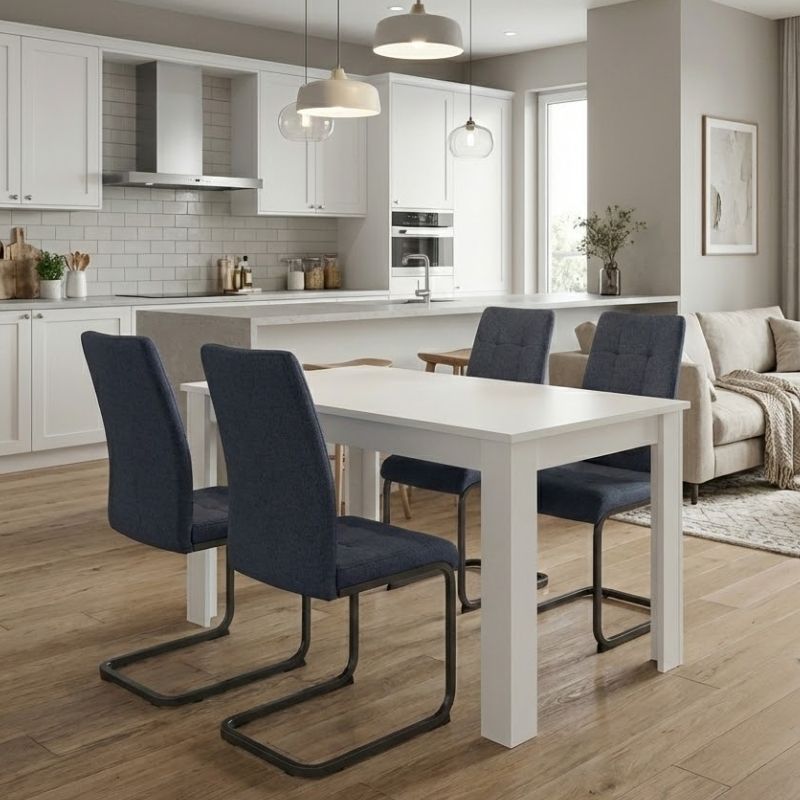 Σετ τραπεζαρία 5τμχ Darlen - Laura Megapap χρώμα λευκό - ανθρακί 125x72x74εκ.