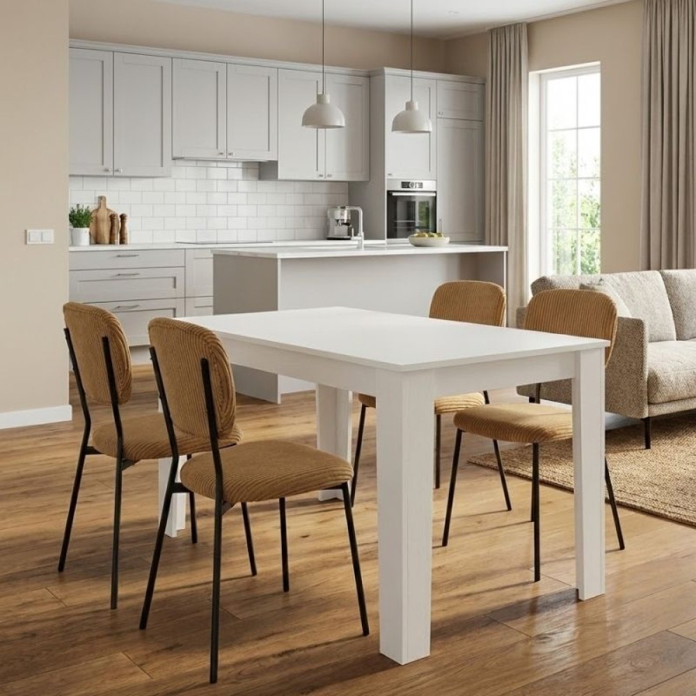 Σετ τραπεζαρία 5τμχ Darlen - Kevin Megapap χρώμα λευκό - μουσταρδί 125x72x74εκ.