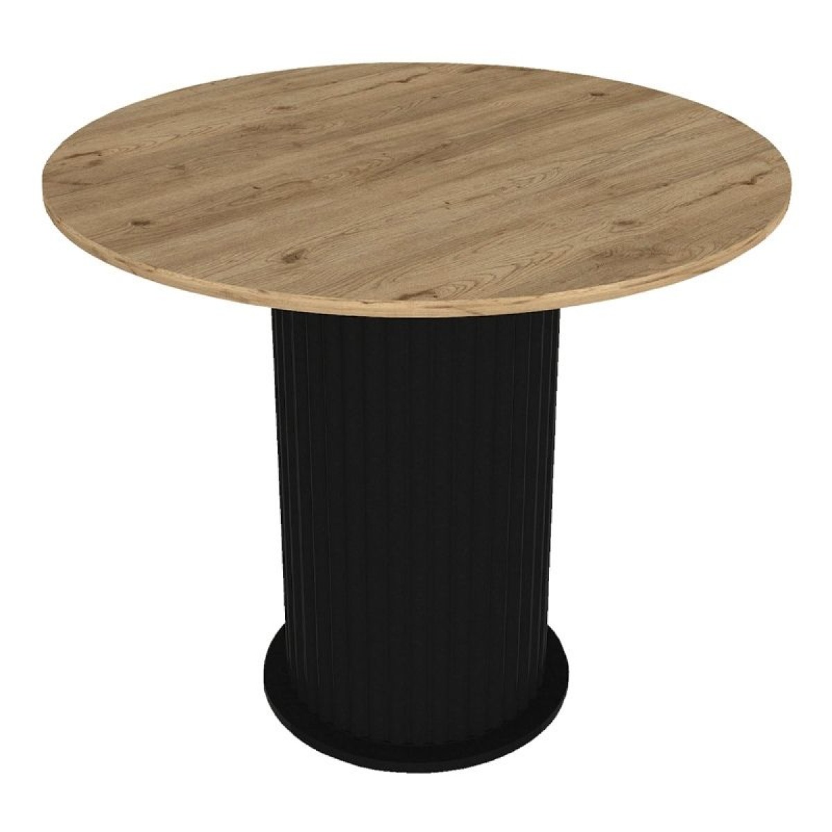 Σετ τραπεζαρία 5τμχ Bohema - Viva Megapap χρώμα μαύρο/sepet oak - μαύρο/φυσικό πόδι Ø90x77,7εκ.