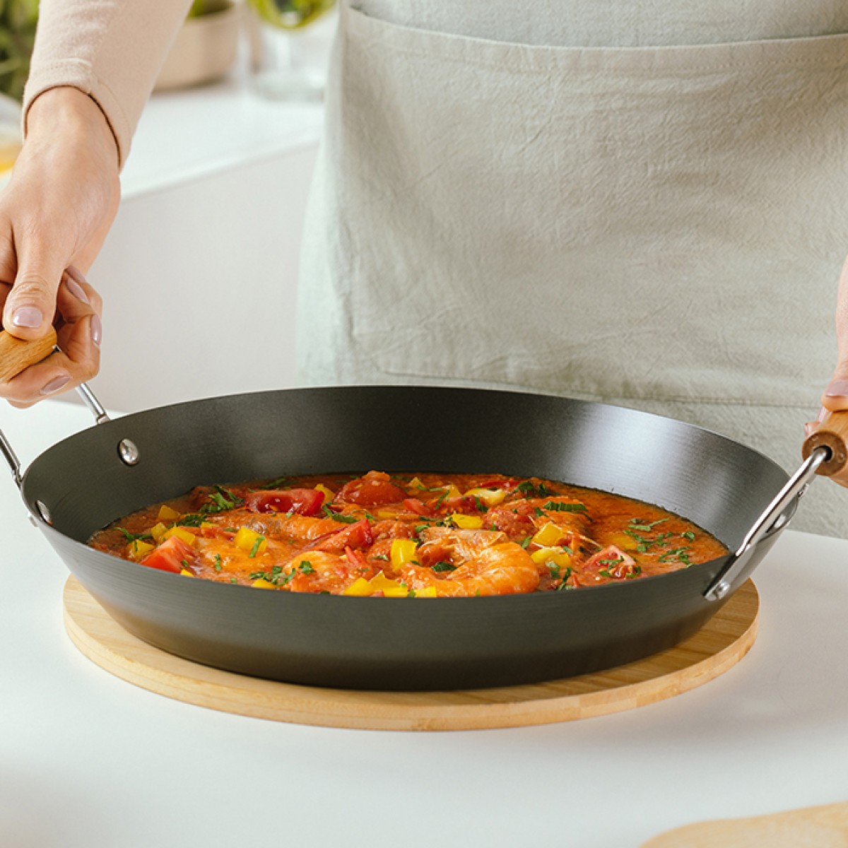 Nava Cantonese Σετ 3τμχ: Ατσάλινα Wok (28cm & 32cm) & Σαγανάκι 30cm Αντικολλητικά