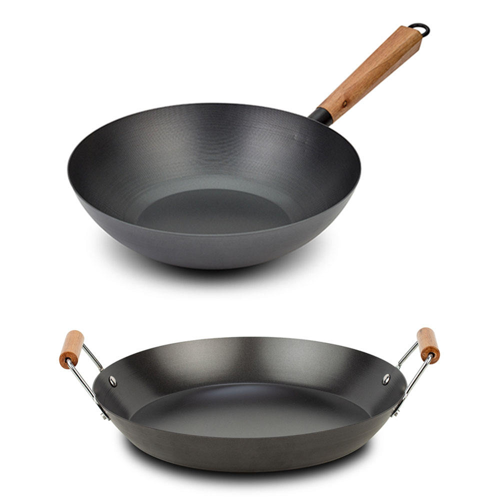 Nava Cantonese Σετ 2τμχ: Ατσάλινο Wok 30cm & Σαγανάκι 30cm με Αντικολλητική Επίστρωση