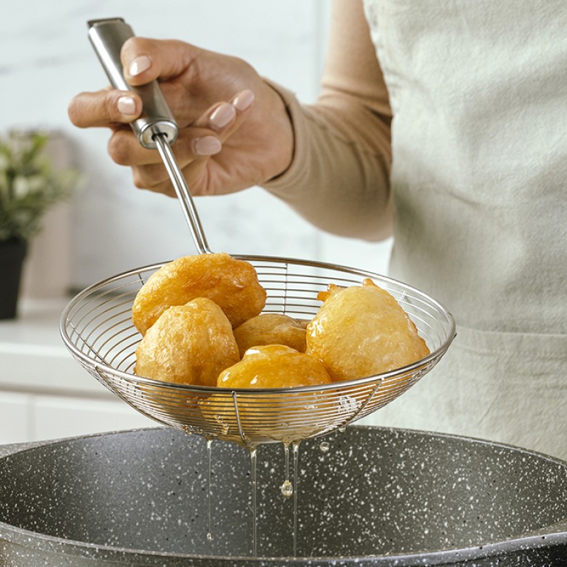 Nava Acer Ανοξείδωτη Βαθιά Κουτάλα Αράχνη Τρυπητή (42cm) Inox 18/8