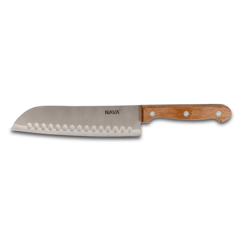 Nava Terrestrial Μαχαίρι Santoku (29.5cm) Ανοξείδωτο με Ξύλινη Λαβή 10-058-053