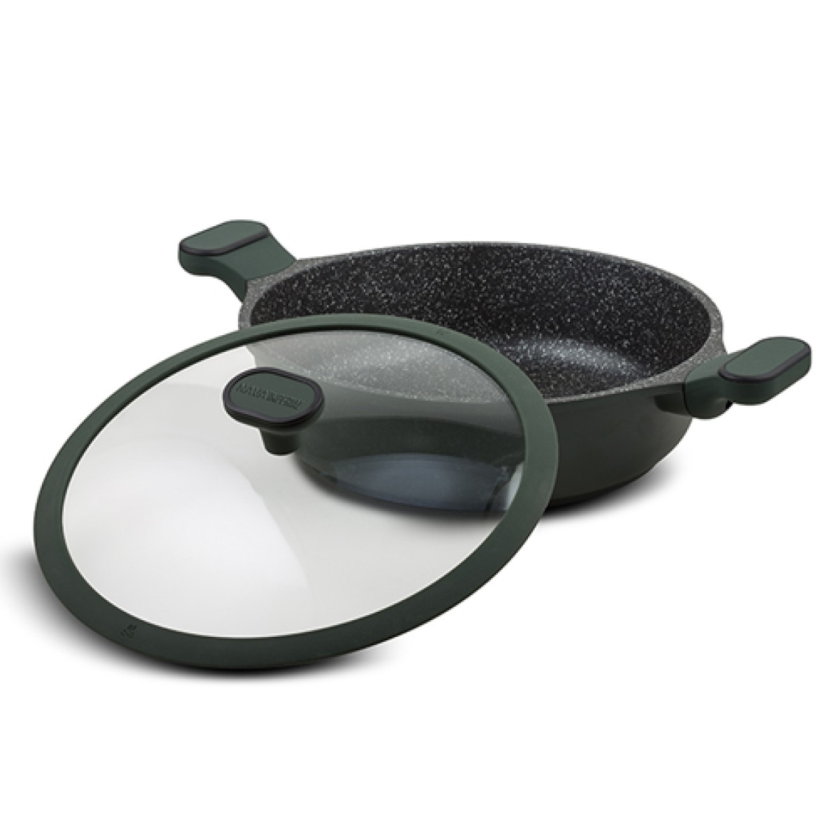 Nava Imperial Ημίχυτρα - Πλακερό 26cm από Χυτό Αλουμίνιο με 5 Αντικολλητικές Επιστρώσεις Stone & Γυάλινο Καπάκι