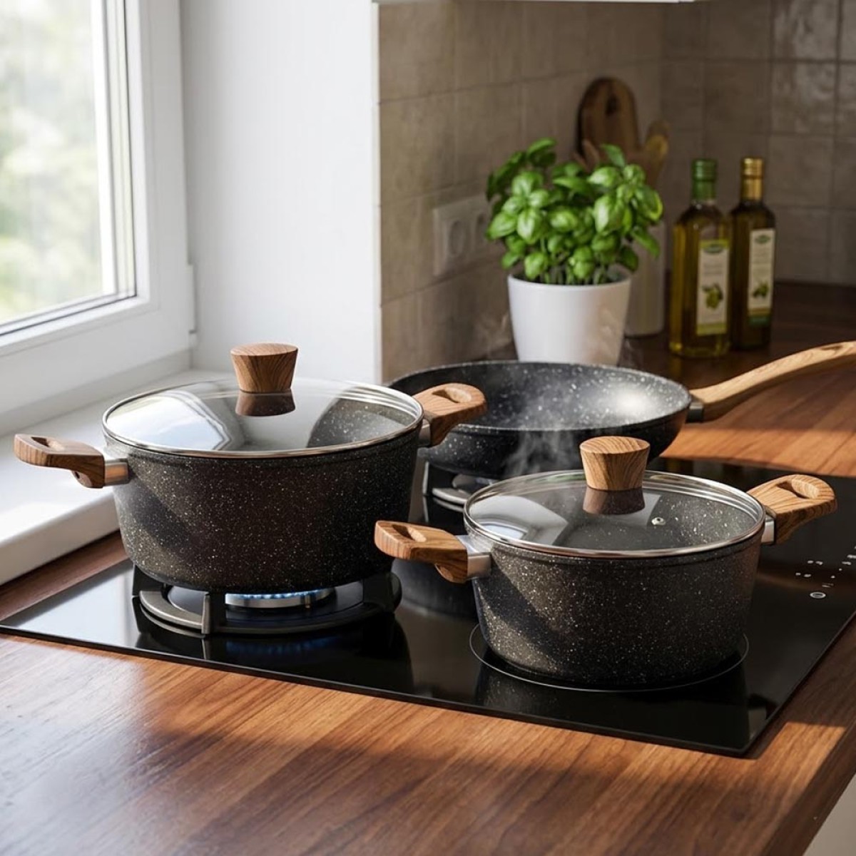 Nava Nature Σετ 3 Τεμαχίων: Κατσαρόλα 20cm (2lt), Κατσαρόλα 24cm (4.5lt) & Αντικολλητικό Τηγάνι 26cm
